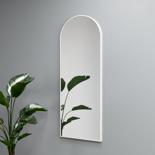 Lustro półowalne MALAGA w białej ramie