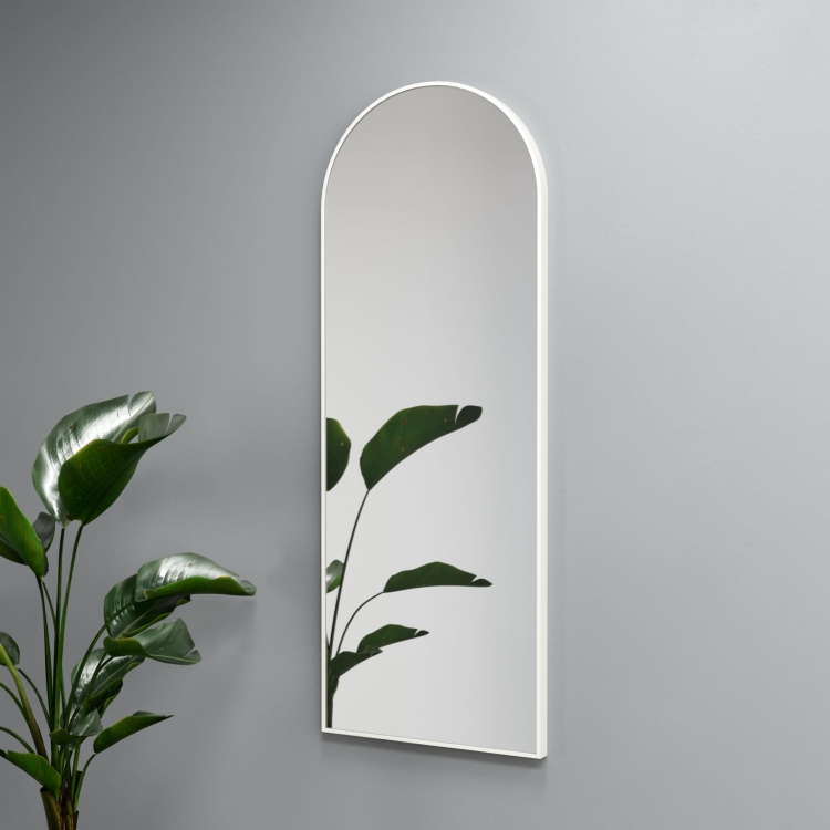 Lustro półowalne MALAGA w białej ramie