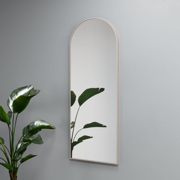 Lustro półowalne MALAGA w ramie taupe