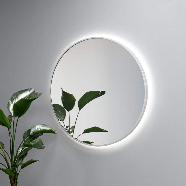 Lustro okrągłe RONDA PLUS w aluminium ramie z oświetleniem LED