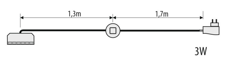 Zasilacz wtyczkowy z rozdzielaczem ZW-3W - wymiary