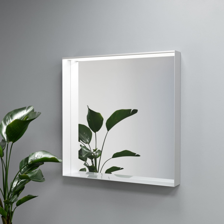 Lustro prostokątne z półką w aluminiowej ramie SIMONA z oświetleniem LED