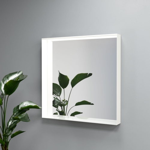 Lustro prostokątne z półką w białej ramie SIMONA z oświetleniem LED