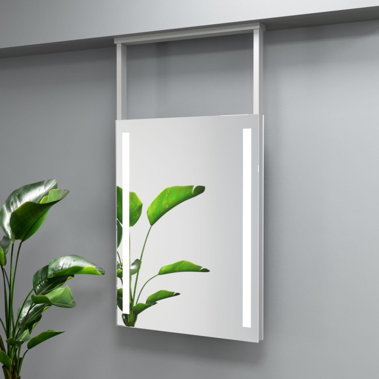 Lustro prostokątne wiszące INVERTO z oświetleniem LED w aluminiowej ramie