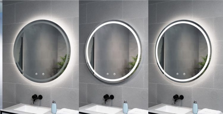 Lustro okrągłe CERCHIO R DUO z oświetleniem LED - zestawienie oświetlenia przód/tył