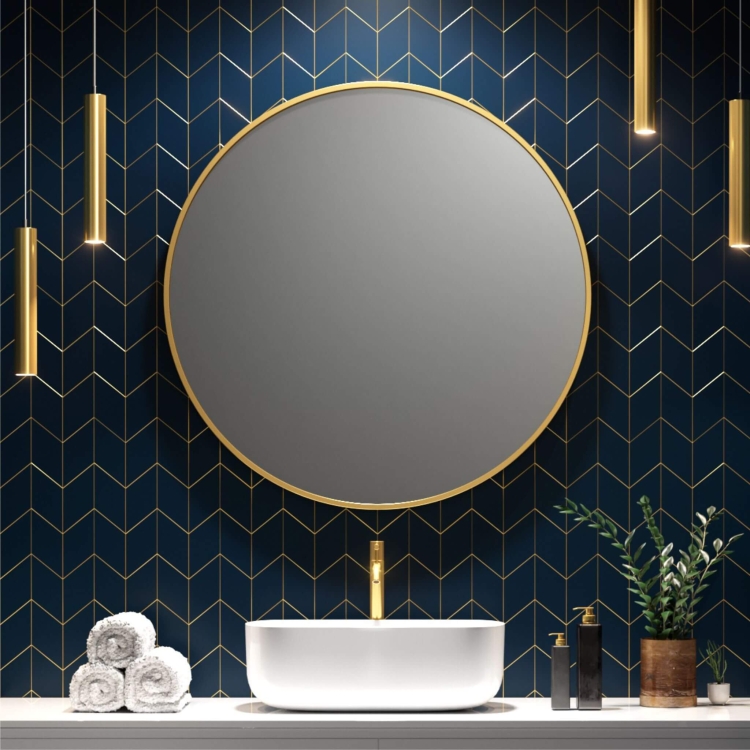 Lustro okrągłe RONDA w ZŁOTEJ ramie 70 cm - wersja OUTLET