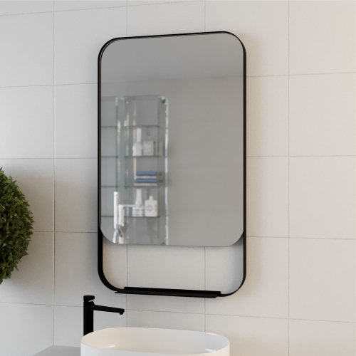 Lustro z zaokrąglonymi rogami z półką AMANDA