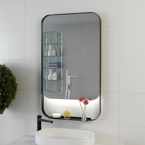 Lustro prostokątne z półką AMELIA z oświetleniem LED