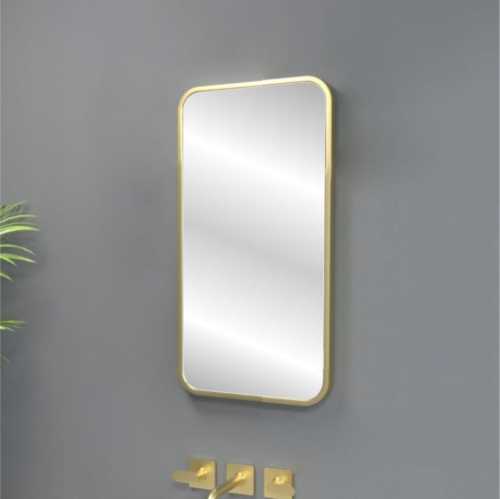 Lustro z zaokrąglonymi rogami BONITA w ZŁOTEJ ramie 36x79 cm - wersja OUTLET