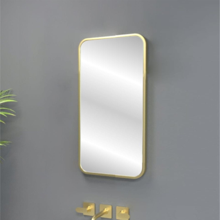 Lustro z zaokrąglonymi rogami BONITA w ZŁOTEJ ramie 36x79 cm - wersja OUTLET