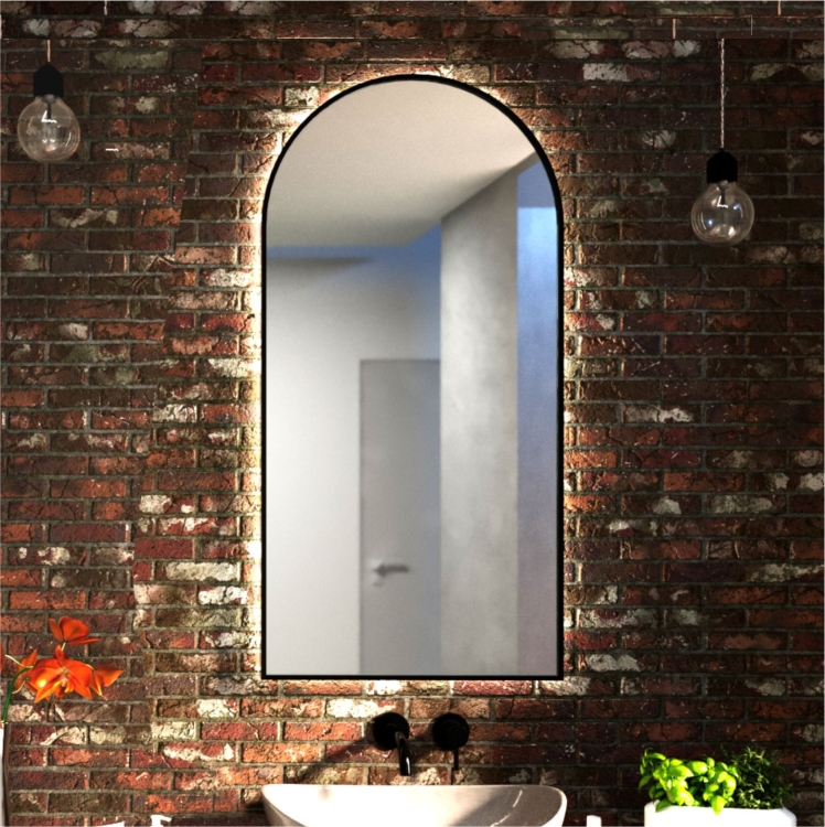 Lustro półowalne MALAGA PLUS w ramie z oświetleniem LED