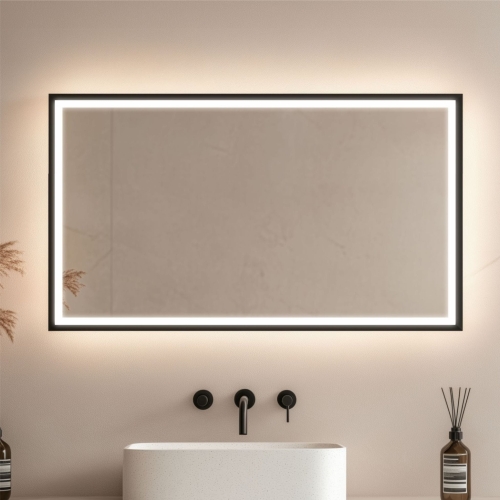 Lustro prostokątne ASTON PLUS w ramie z oświetleniem LED