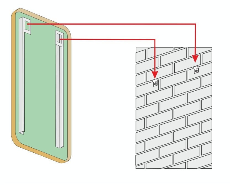 Lustro z zaokrąglonymi rogami BONITA w ZŁOTEJ ramie 36x79 cm - mocowanie do ściany - wersja OUTLET