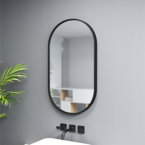 Lustro owalne LISA w CZARNEJ ramie 45x80 cm - wersja OUTLET