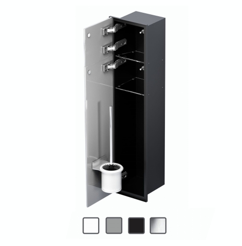 Schowek WC ZERO 800 na szczotkę i papier - do zabudowy, podwójne drzwi