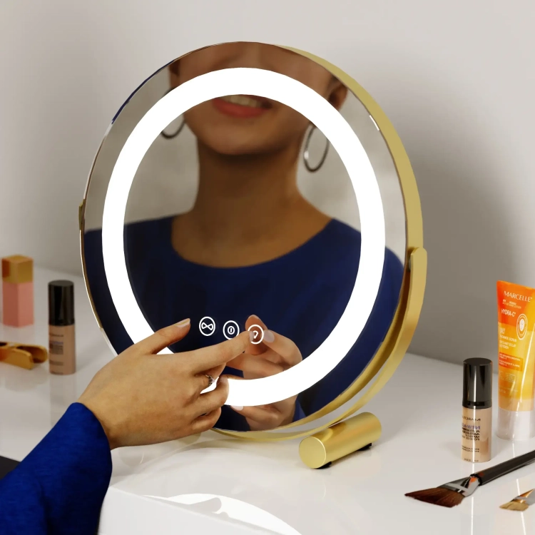 Okrągłe lusterko kosmetyczne z oświetleniem LED