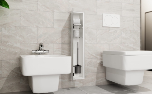 Schowek WC na szczotkę i papier toaletowy BIAŁY WNĘKOWY ZERO 800 OUTLET