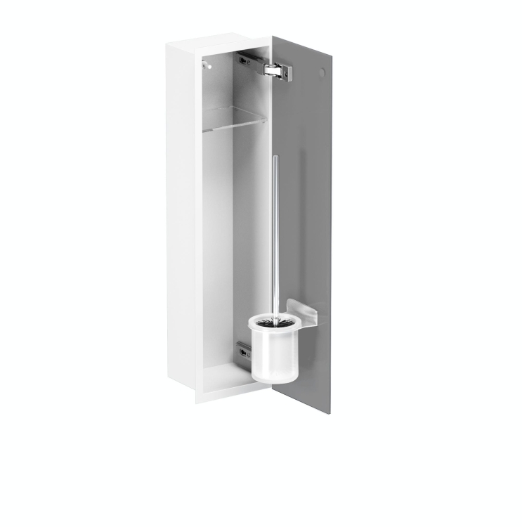 Schowek WC na szczotkę i papier toaletowy SZARE SZKLANE DRZWI WNĘKOWY FLAT 600 PRAWY OUTLET