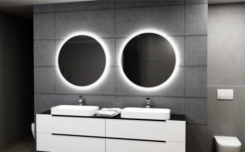 Dwa lustra okrągłe MILANO z oświetleniem LED