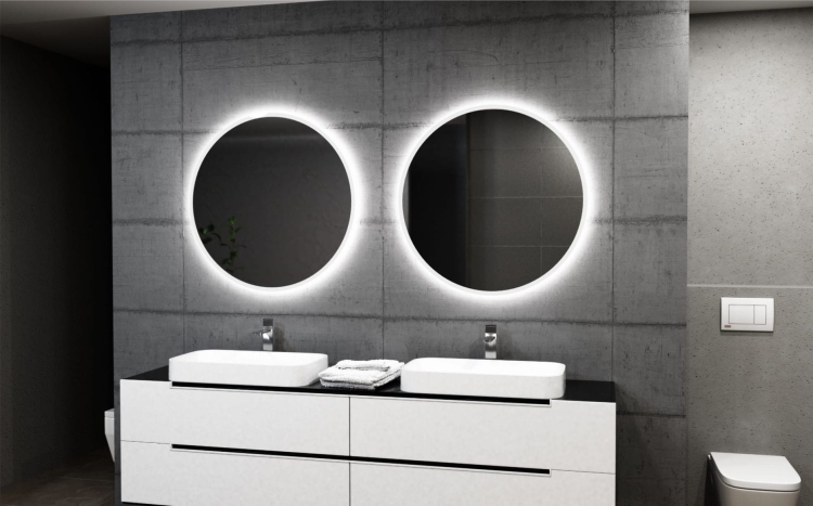 Dwa lustra okrągłe MILANO z oświetleniem LED