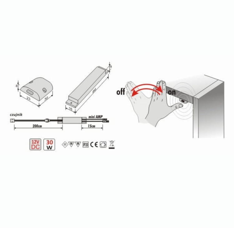 Wyłącznik zbliżeniowy IR  WIR/Z2 - wymiary