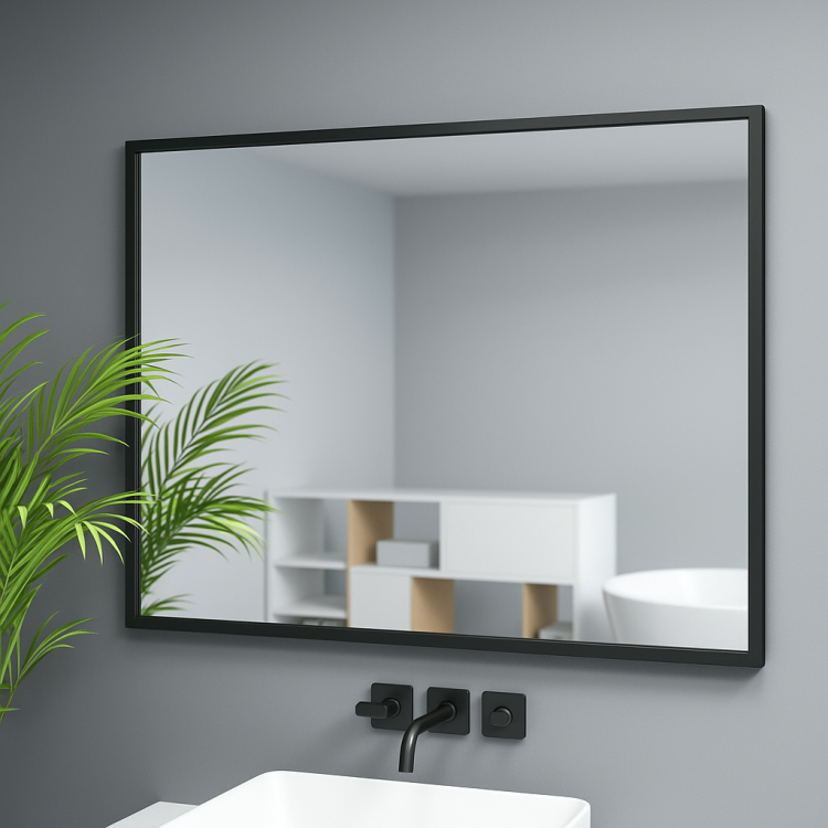 Lustro prostokątne ATLAS 85x75 cm w czarnej ramie – wersja OUTLET
