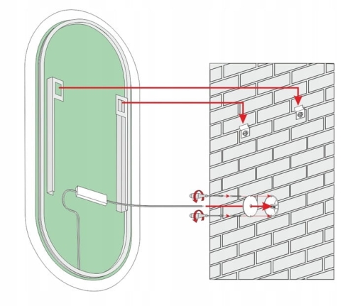 Lustro owalne Livia 60x130 cm z oświetleniem LED OUTLET MONTAŻ