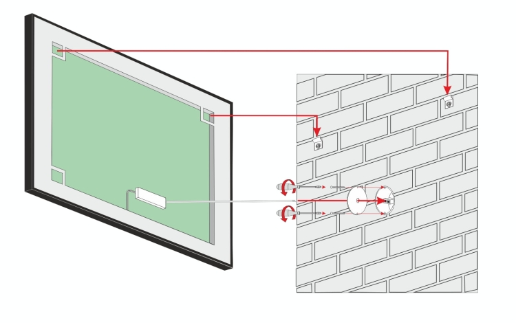 Lustro prostokątne ASTON w CZARNEJ ramie z oświetleniem LED 100x80 cm MONTAŻ