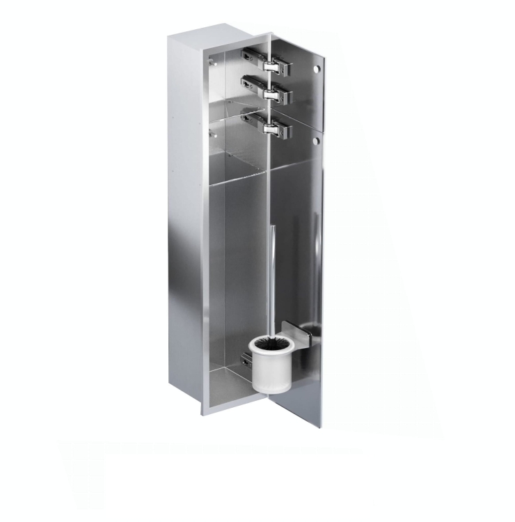 Schowek WC na szczotkę i papier toaletowy STALOWY SZARE DRZWI WNĘKOWY BEND 800 PRAWY OUTLET