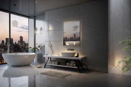 Lustro prostokątne z półką MILENA PLUS w CZARNEJ ramie z oświetleniem LED 60x80 cm