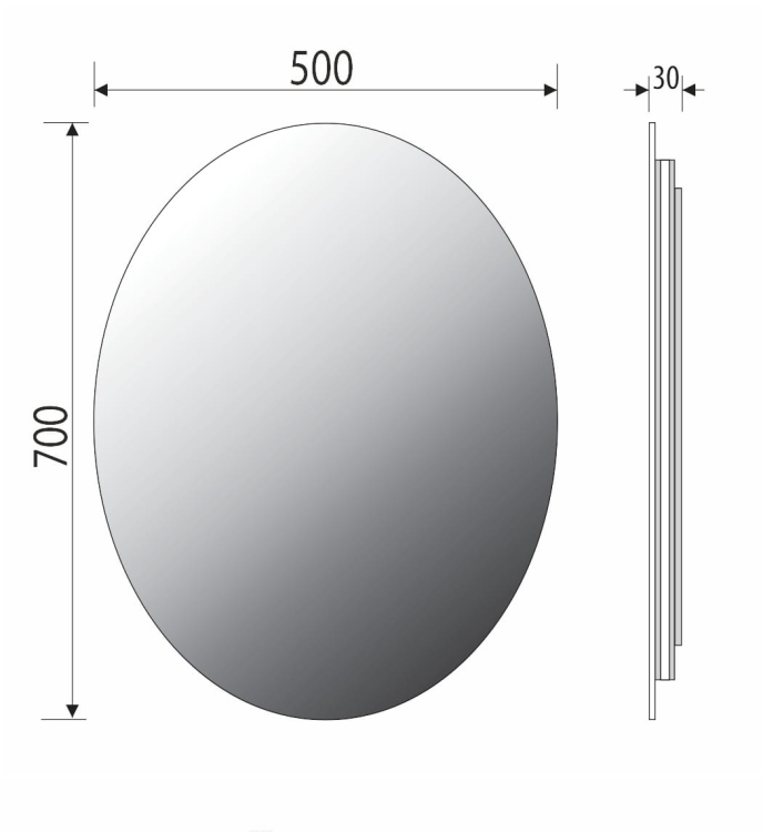 Lustro LED ścienne elipsa owalne podświetlane 50x70 cm ELIPSO Z montaż