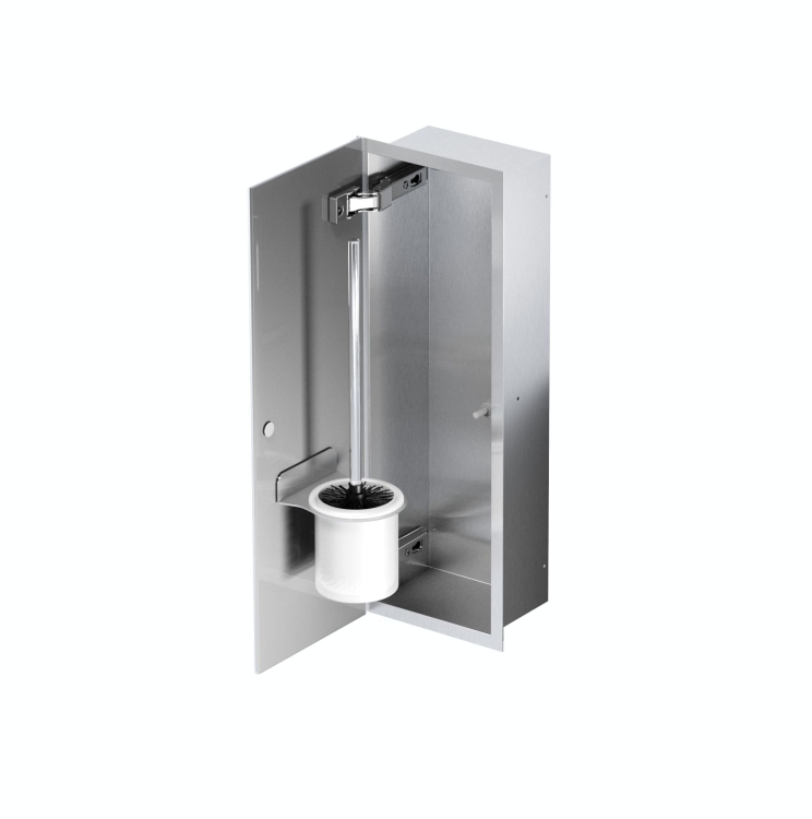 Schowek WC na szczotkę STAL SZARE DRZWI WNĘKOWY FLAT 450 LEWY OUTLET