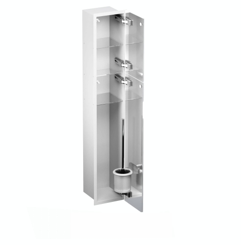 Schowek WC na szczotkę i papier toaletowy BIAŁY SZKLANE DRZWI WNĘKOWY FLAT 950 PRAWY OUTLET