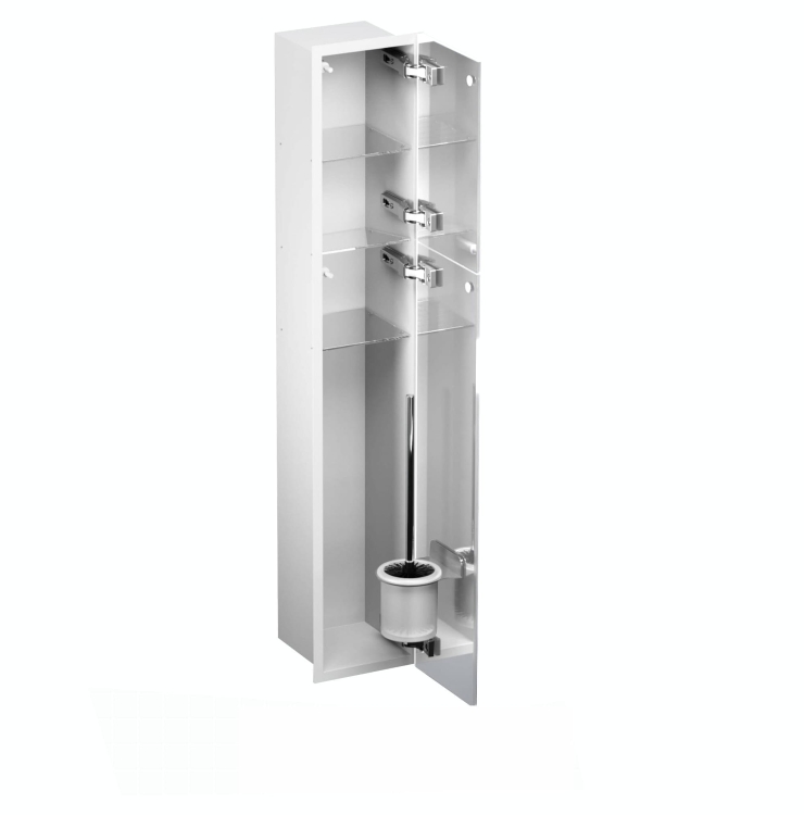 Schowek WC na szczotkę i papier toaletowy BIAŁY SZKLANE DRZWI WNĘKOWY FLAT 950 PRAWY OUTLET