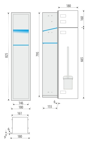 Schowek WC na szczotkę i papier toaletowy STALOWY BIAŁE  DRZWI WNĘKOWY BEND 800 LEWY OUTLET