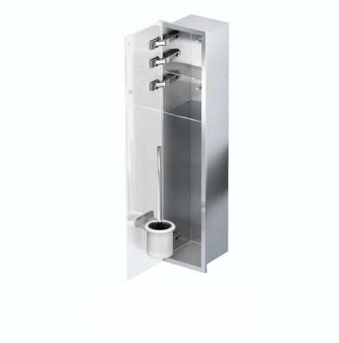 Schowek WC na szczotkę i papier toaletowy STALOWY BIAŁE  DRZWI WNĘKOWY BEND 800 LEWY OUTLET