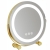Okrągłe lusterko kosmetyczne w złotej ramie z oświetleniem LED