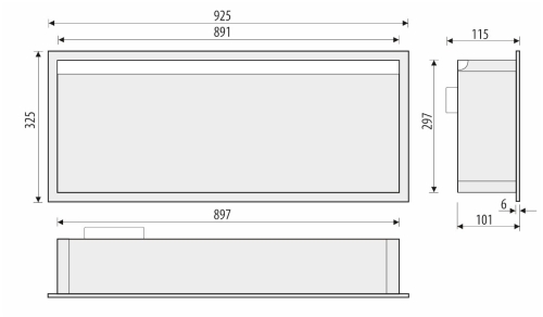 Półka wnękowa STALOWA z PODŚWIETLENIEM LED BEND GLAMOUR 900 rysunek