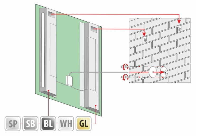 Lustro prostokątne DANA z oświetleniem LED 55x100 OUTLET MONTAŻ