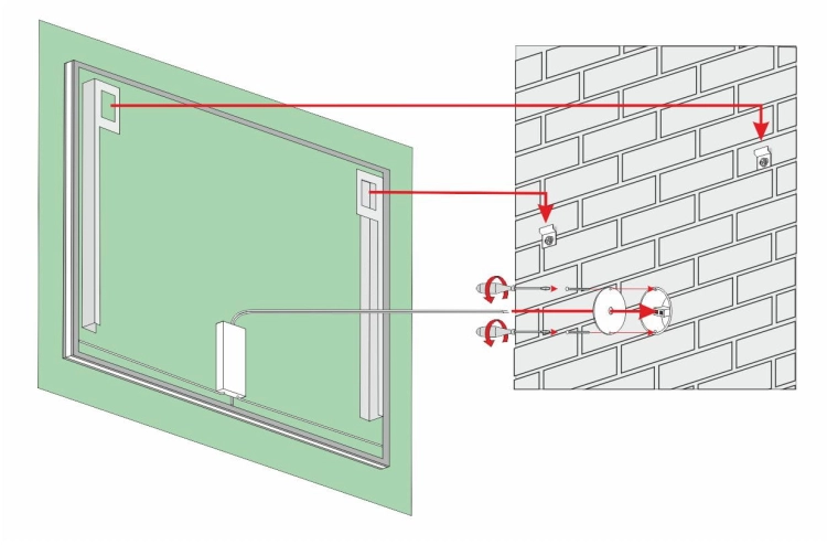 Lustro prostokątne SONIA z oświetleniem LED 80x60  montaż OUTLET