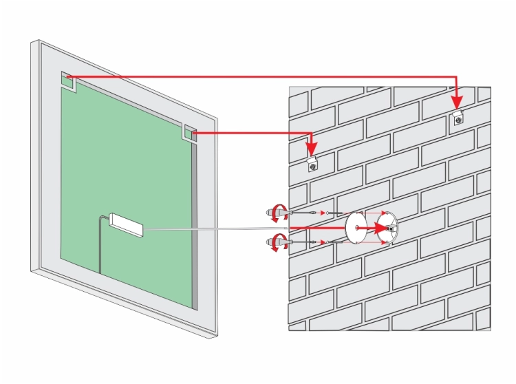 Lustro prostokątne w ramie CHROM z oświetleniem LED 60x80 cm montaż OUTLET