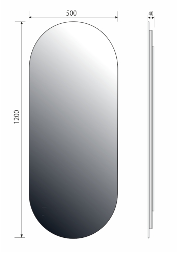 Lustro owalne LENA z oświetleniem LED 50x120 cm OUTLET rysunek