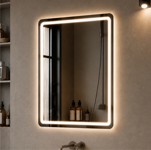 Lustro prostokątne FORMA z oświetleniem LED 60x80 MATA GRZEWCZA IP44 OUTLET