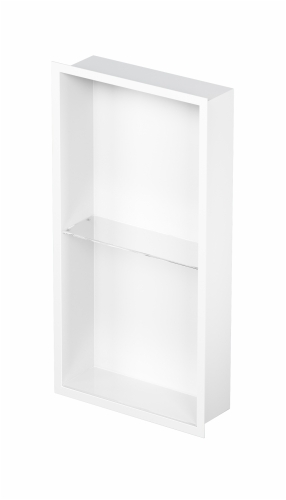 Biała półka wnękowa FLAT PWNP 600 ze szklaną półką