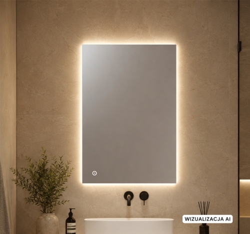 Lustro prostokątne LANDO z oświetleniem LED 60x80 cm