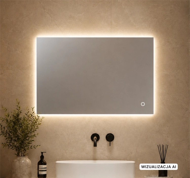 Lustro prostokątne LANDO z oświetleniem LED 80x60 cm