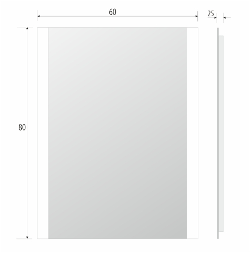 Lustro prostokątne LANDO z podświetlanymi paskami LED i wyłącznikiem 60x80 rysunek