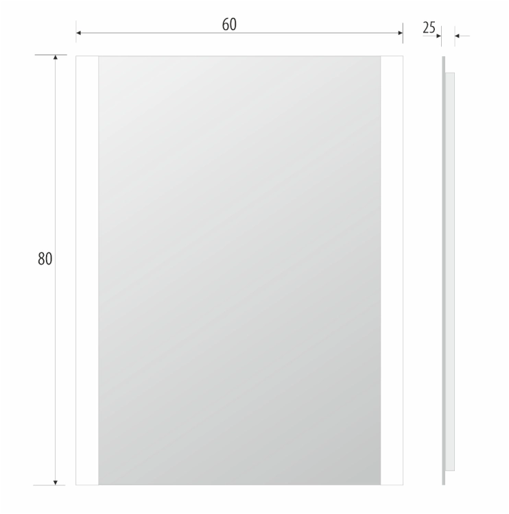 Lustro prostokątne LANDO z podświetlanymi paskami LED i wyłącznikiem 60x80 rysunek