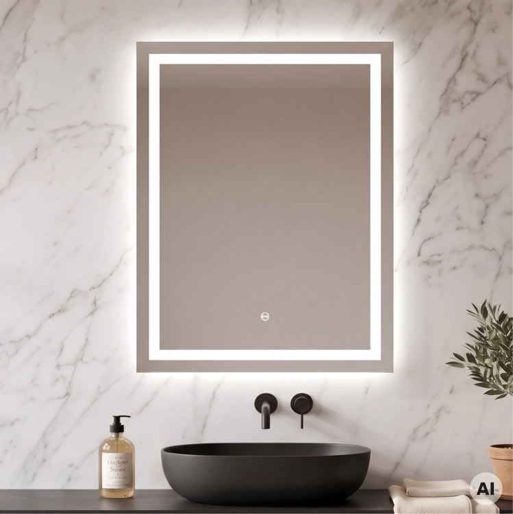 Lustro prostokątne LED ORIENT 60 × 80 cm bez ramy z piaskowaniem