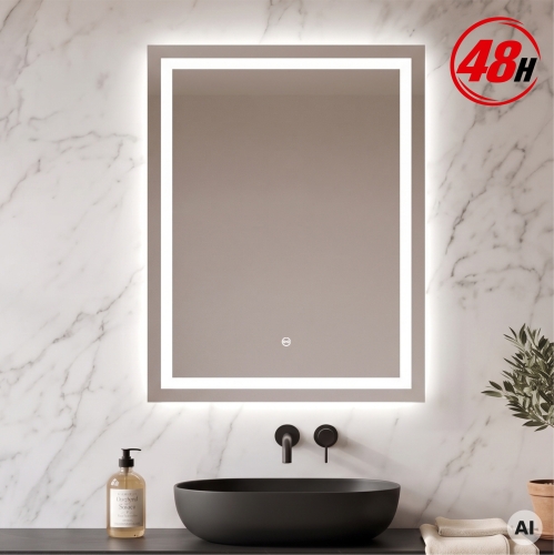 Lustro prostokątne LED ORIENT 60 × 80 cm bez ramy z piaskowaniem